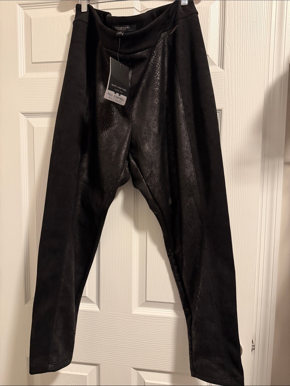 Marc New York Black Faux Leather Straight Leg Pants